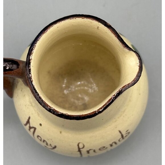 Vtg Ceramic Pitcher Creamer Torquay Many Friends Few Helpers" Made In England - Picture 5 of 7